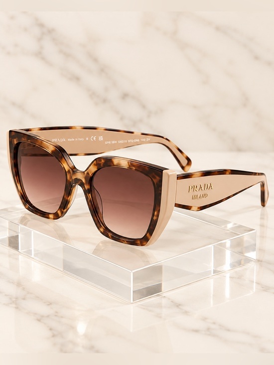 Prada Accessories - Prada SPR 16W Oversized Cat Eye Sunglasses Tortoise Beige Brown Gradient 54mm